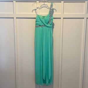 Debs | Long Floor-Length Mint Evening Gown
